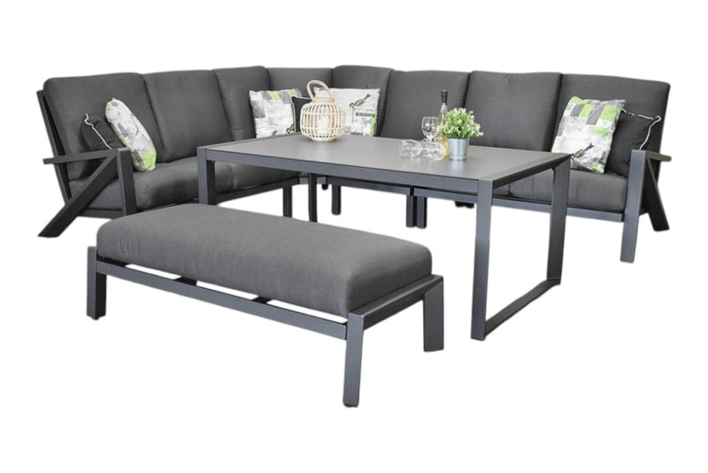 Carini Hoek Loungeset - Black / Hoge tafel
