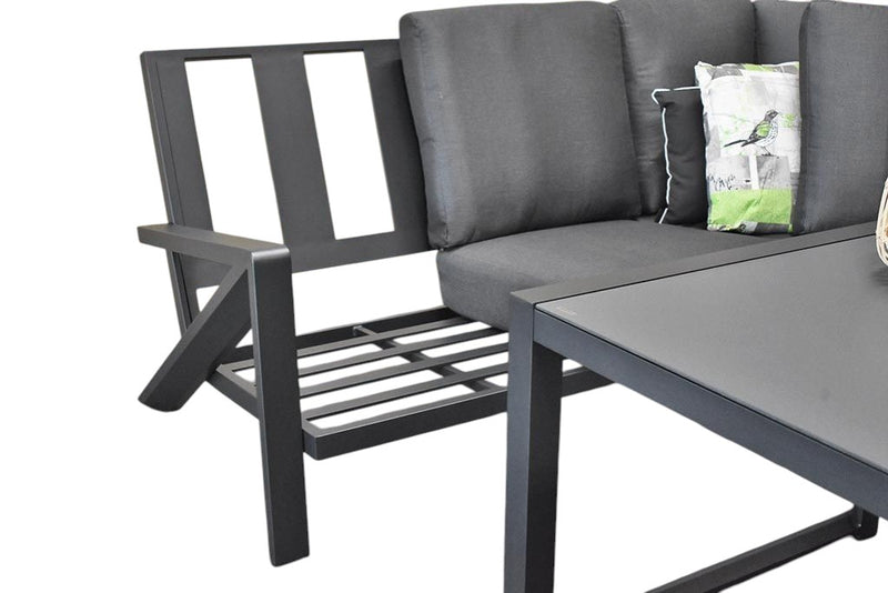 Carini Hoek Loungeset - Black / Hoge tafel