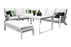 Carini Hoek Loungeset - White / Hoge tafel