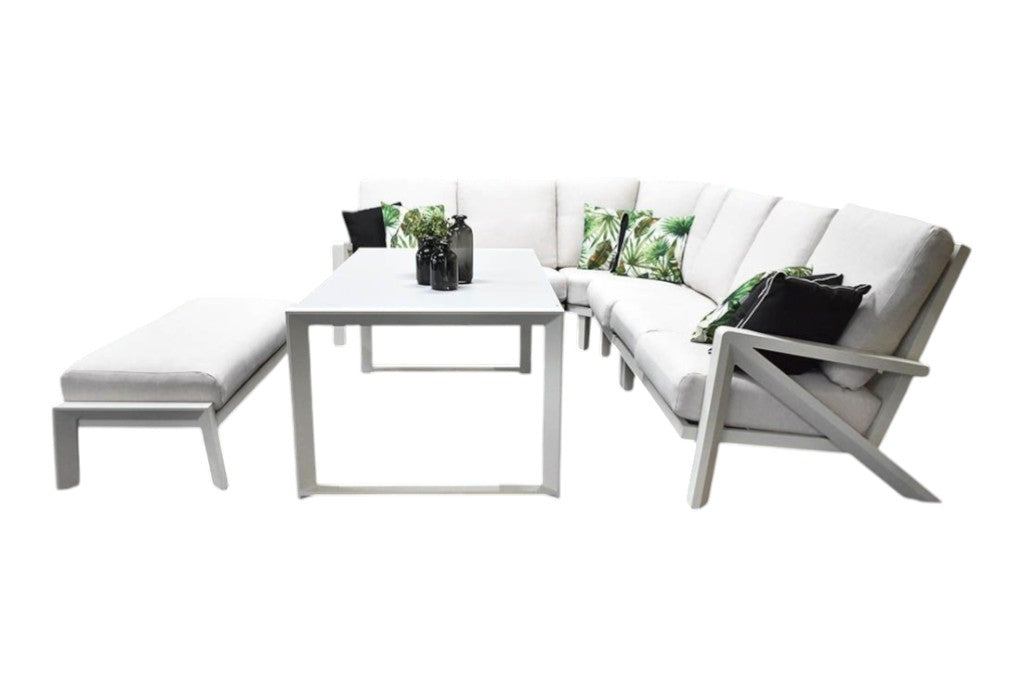 Carini Hoek Loungeset - White / Hoge tafel