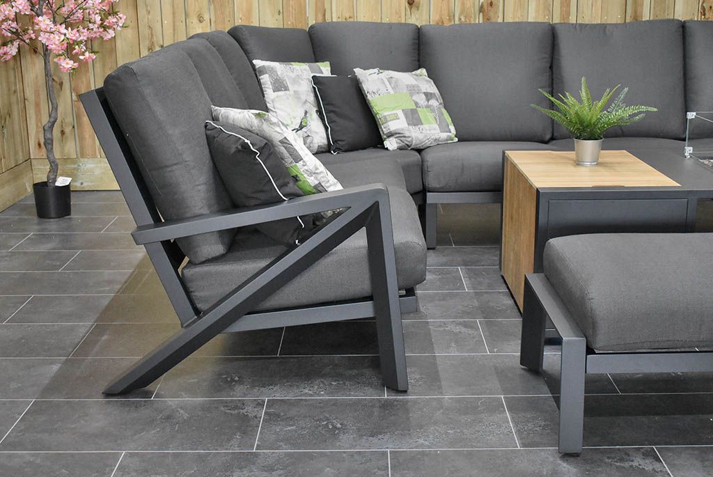 Carini Hoek Loungeset - Black / Vuurtafel