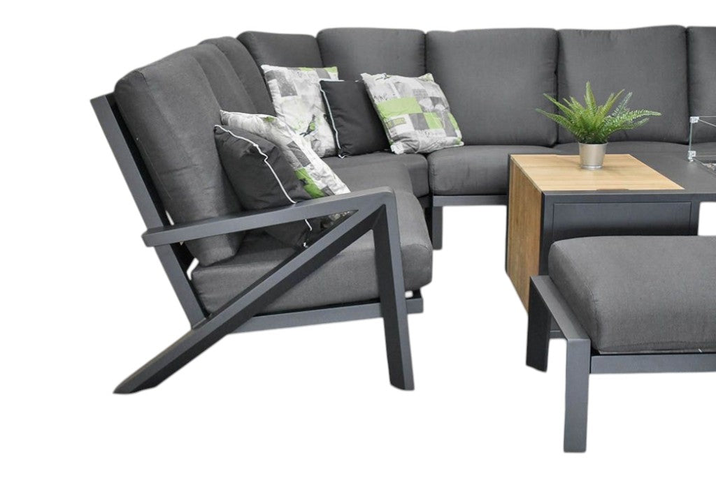 Carini Hoek Loungeset - Black / Vuurtafel