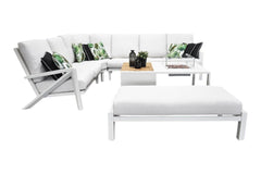 Carini Hoek Loungeset - White / Vuurtafel