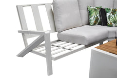 Carini Hoek Loungeset - White / Vuurtafel