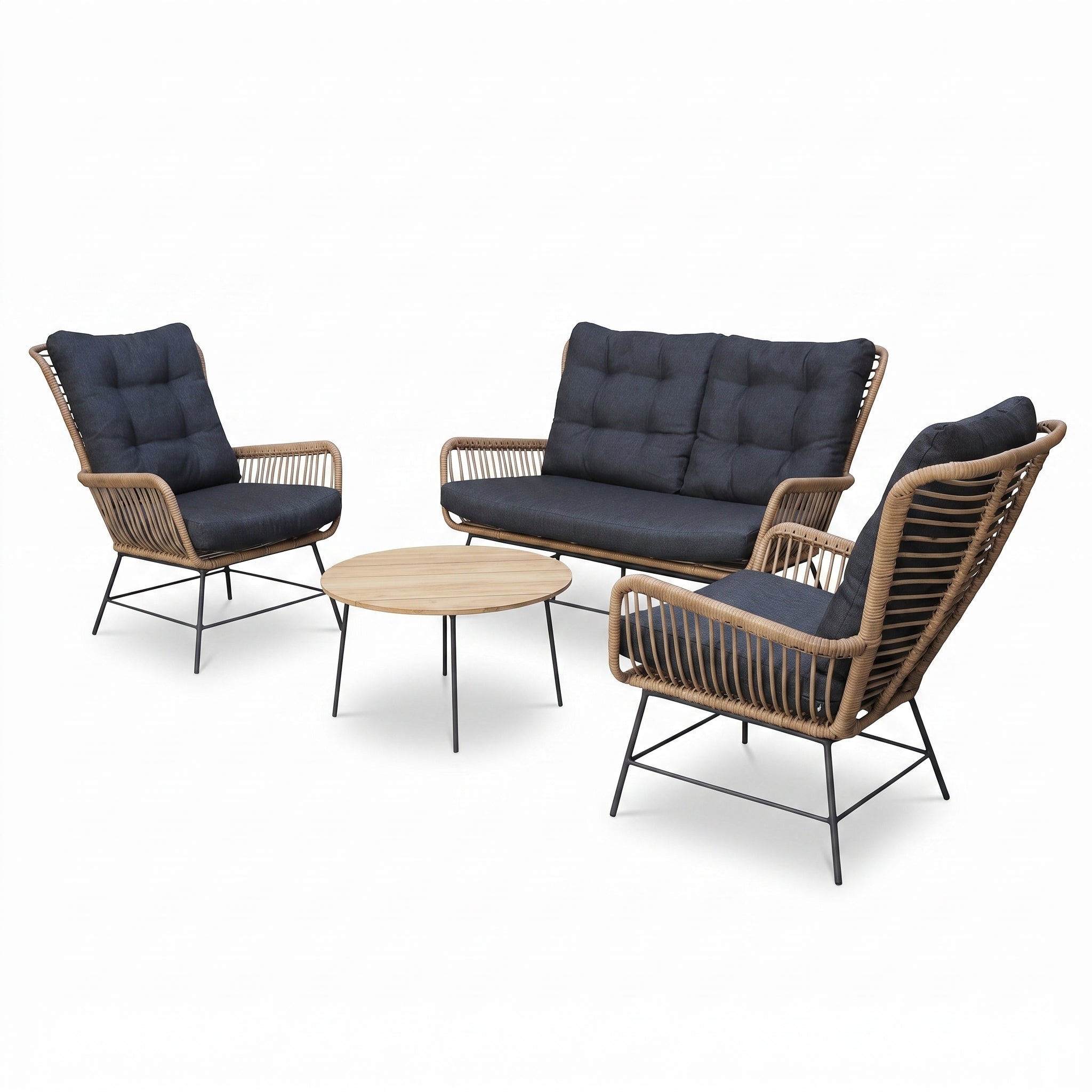 Carlton Loungeset 2-zits + 2 stoelen - Bamboo / Bamboo in een sfeervolle tuin - Outnest tuinmeubelen