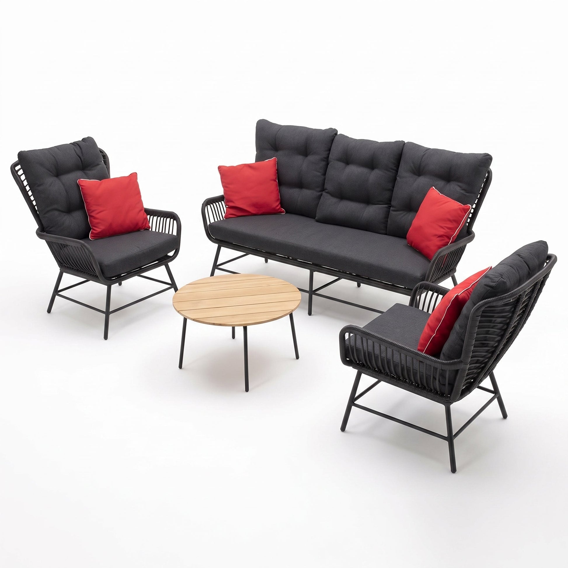 Carlton loungeset 3-zits teak Charcoal - studiofoto - Outnest