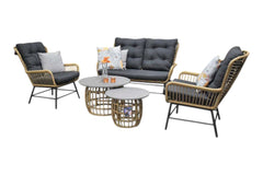 Carlton Loungeset 2-zits + 2 stoelen - Polystone / Bamboo