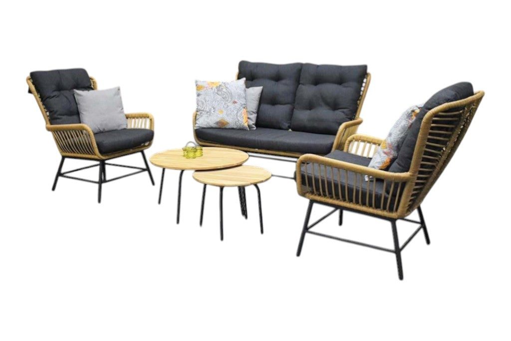 Carlton Loungeset 2-zits + 2 stoelen - Teak / Bamboo