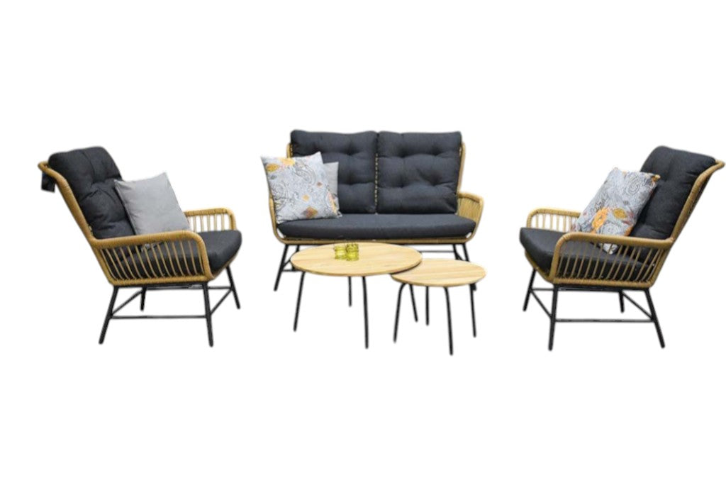 Carlton Loungeset 2-zits + 2 stoelen - Teak / Bamboo