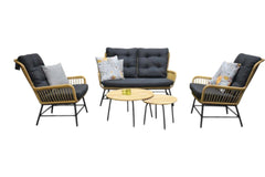 Carlton Loungeset 2-zits + 2 stoelen - Teak / Bamboo