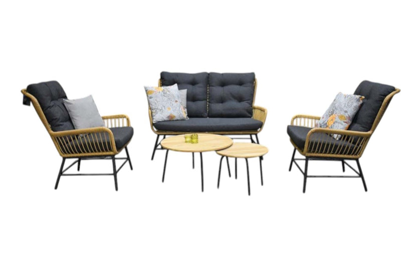 Carlton Loungeset 2-zits + 2 stoelen - Teak / Bamboo
