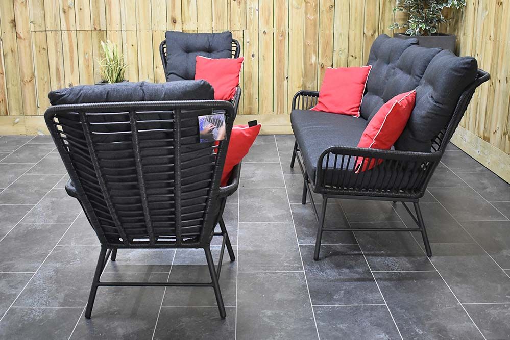 Carlton loungeset 3-zits Charcoal teak - zijaanzicht - Outnest