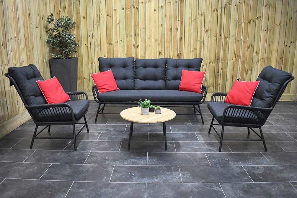 Carlton loungeset 3-zits Charcoal teak - opstelling - Outnest