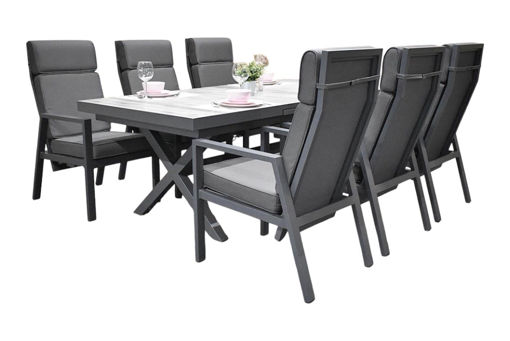 Costana-Birmingham Verstelbare Tuinset 6 Personen - Keramisch blad / Dark Grey