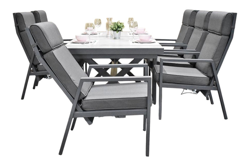 Costana-Birmingham Verstelbare Tuinset 6 Personen - Keramisch blad / Dark Grey