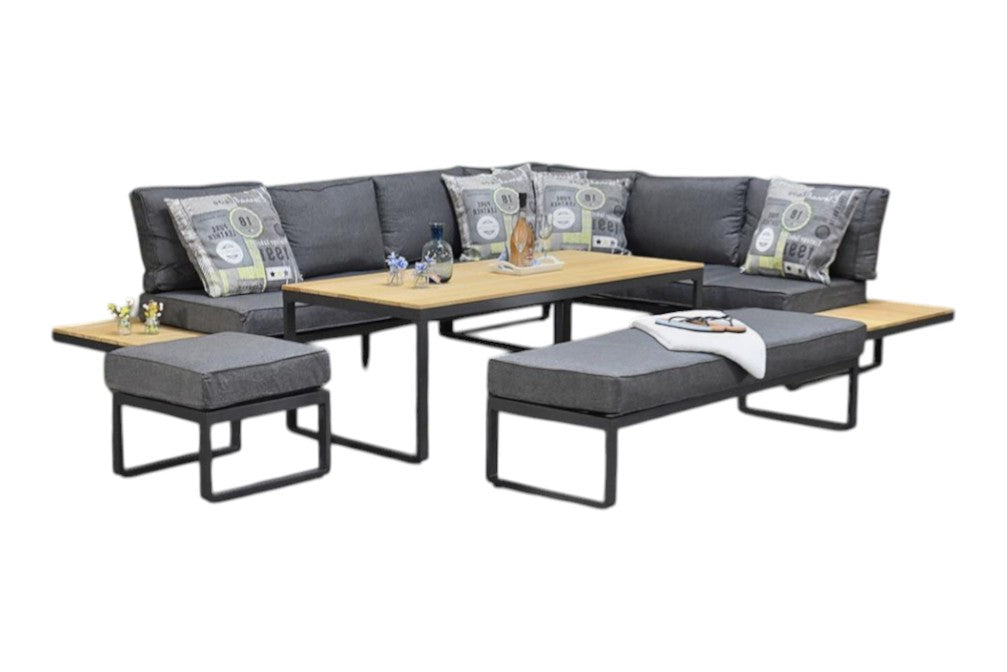 Dallas Hoek Loungeset - Dark Grey / Links