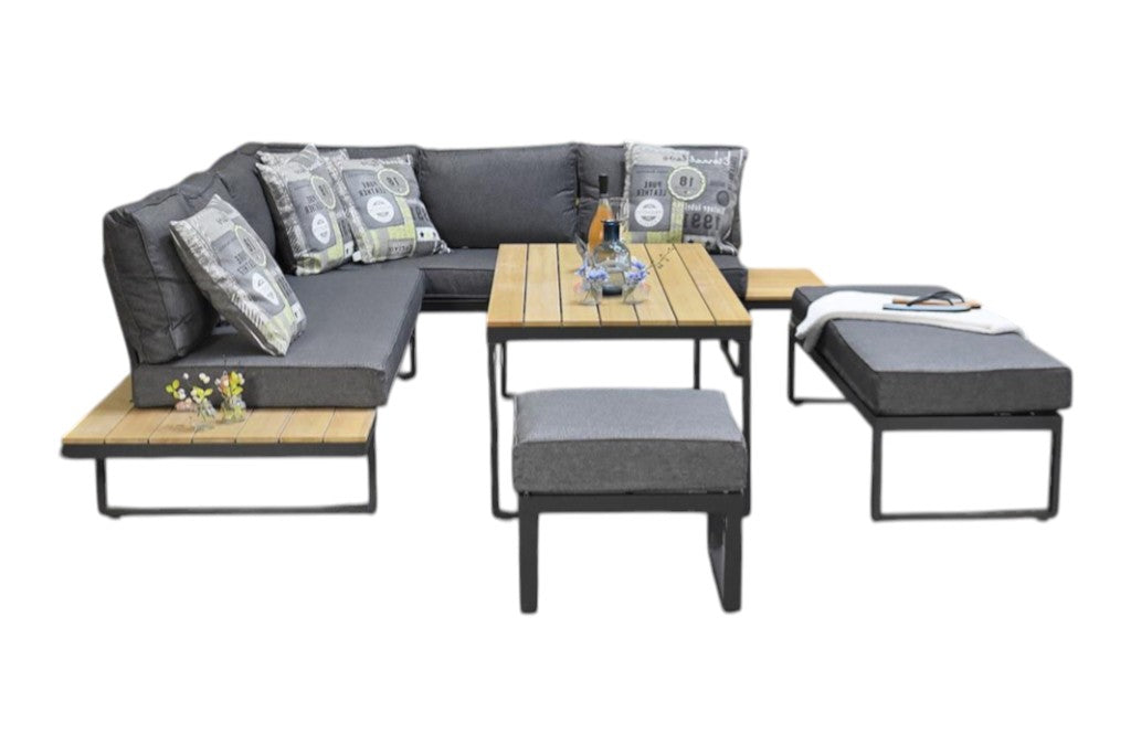 Dallas Hoek Loungeset - Dark Grey / Links