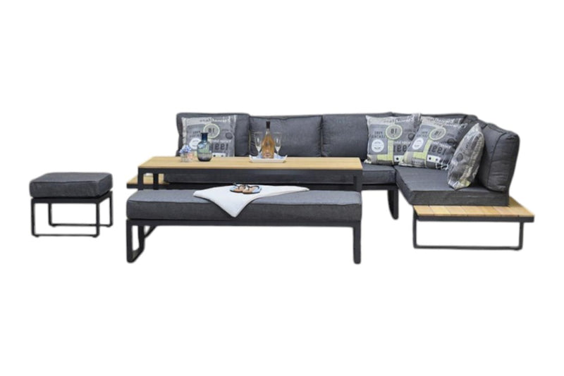Dallas Hoek Loungeset - Dark Grey / Links