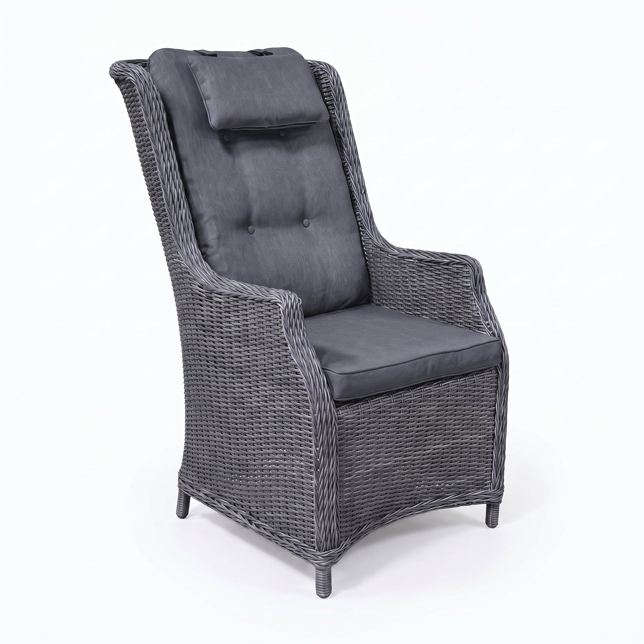 Darwin Tuinstoel | Dining, Hoge Rugleuning - Rock Grey in een sfeervolle tuin - Outnest tuinmeubelen
