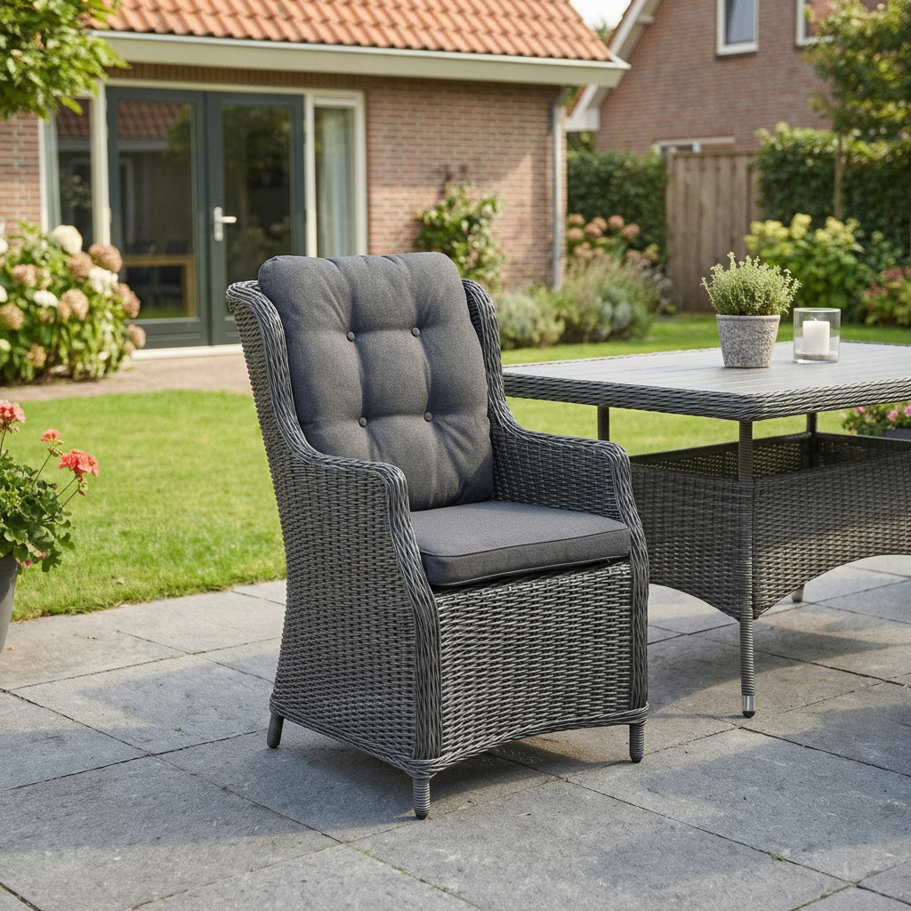 Darwin Tuinstoel | Dining - Rock Grey in een sfeervolle tuin - Outnest tuinmeubelen