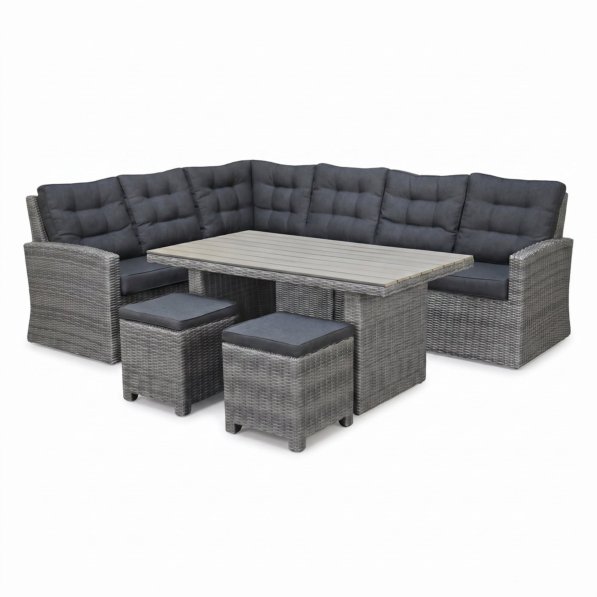 Denver Dining Loungeset - Natural Grey / Polywood in een sfeervolle tuin - Outnest tuinmeubelen