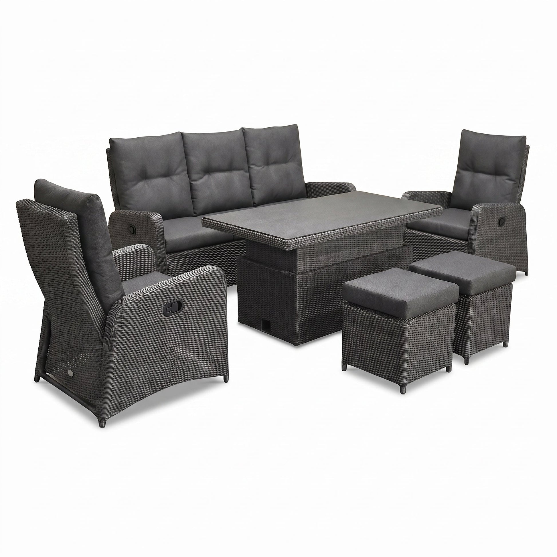 Florida Verstelbare Dining Loungeset - Rock Grey in een sfeervolle tuin - Outnest tuinmeubelen