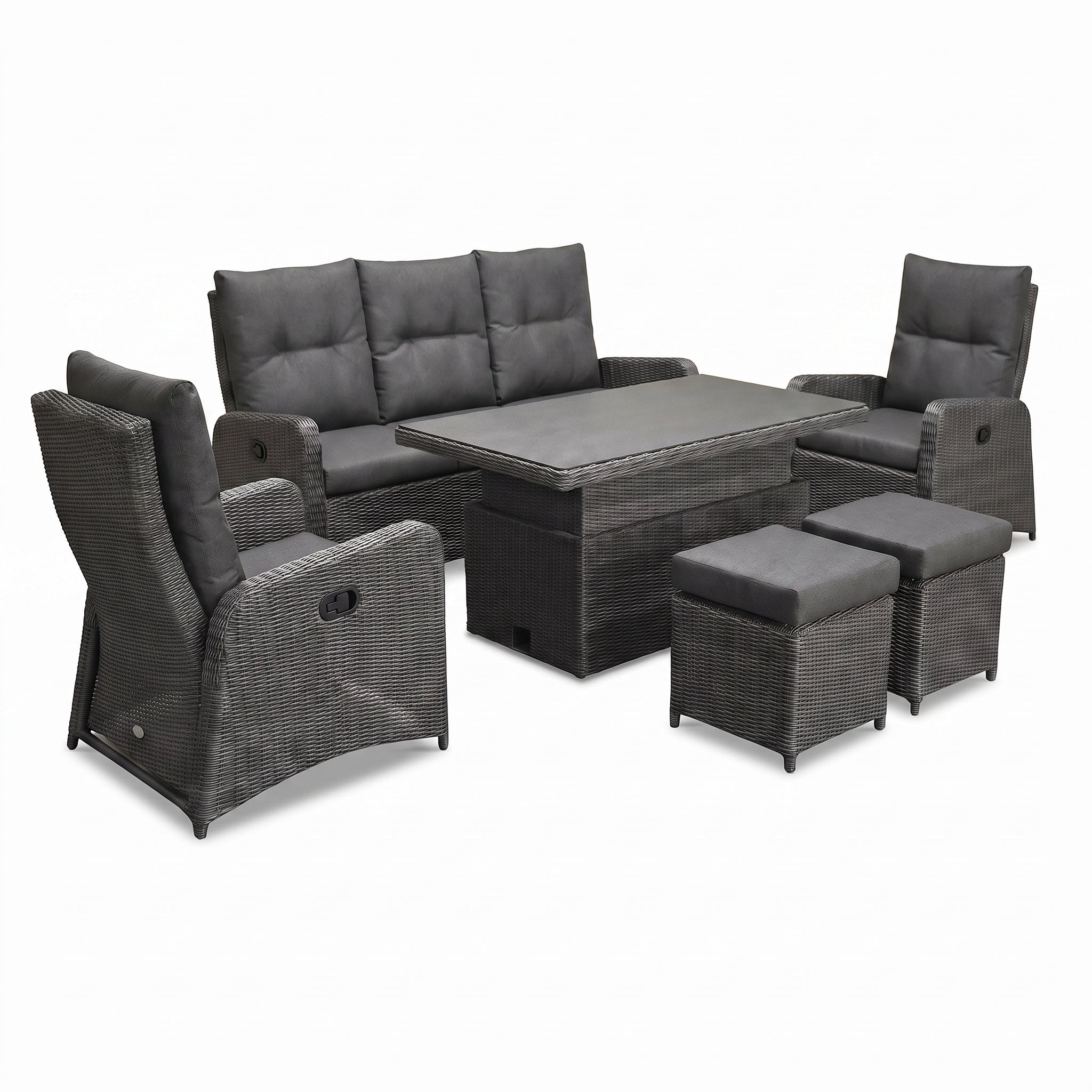 Florida Verstelbare Dining Loungeset - Rock Grey in een sfeervolle tuin - Outnest tuinmeubelen