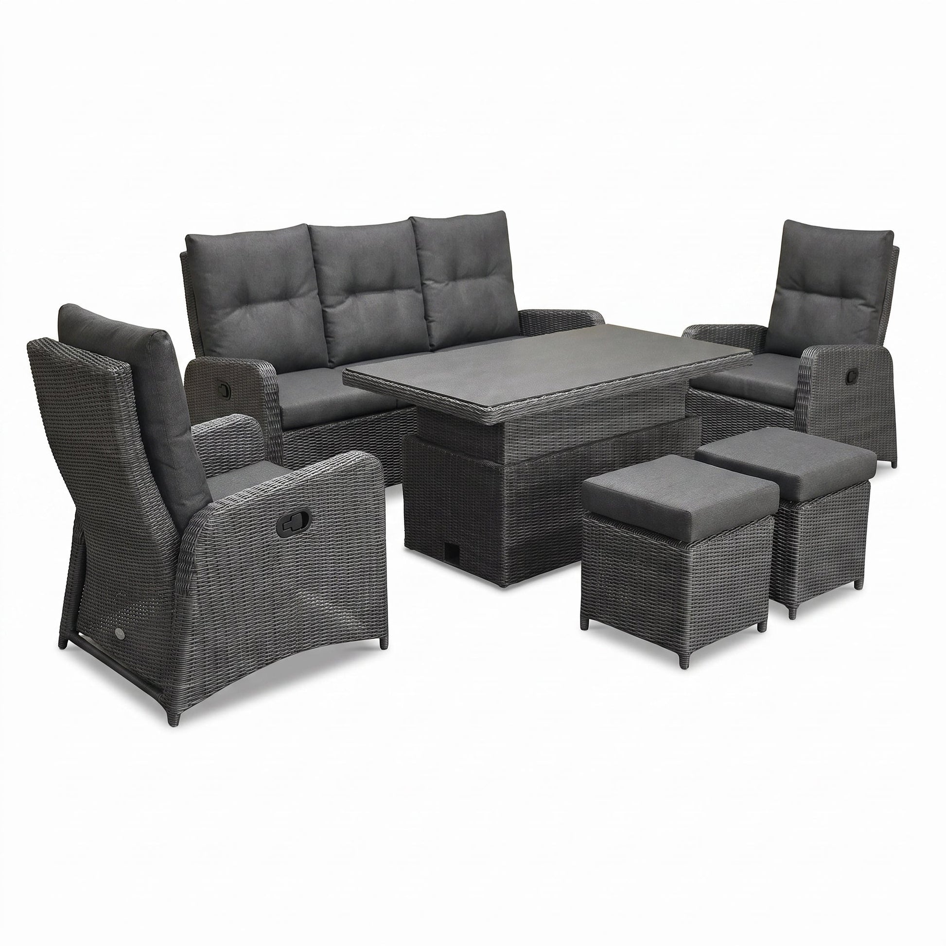 Florida Verstelbare Dining Loungeset - Rock Grey in een sfeervolle tuin - Outnest tuinmeubelen