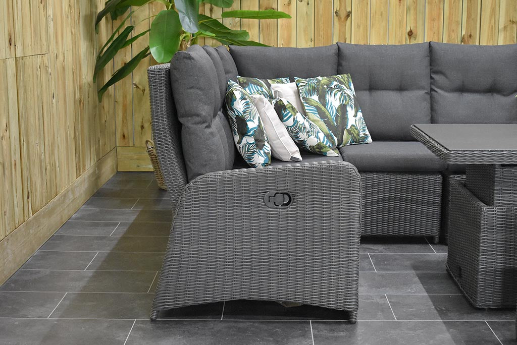 Florida Verstelbare Dining Loungeset Hoekbank Rock Grey tafel detail