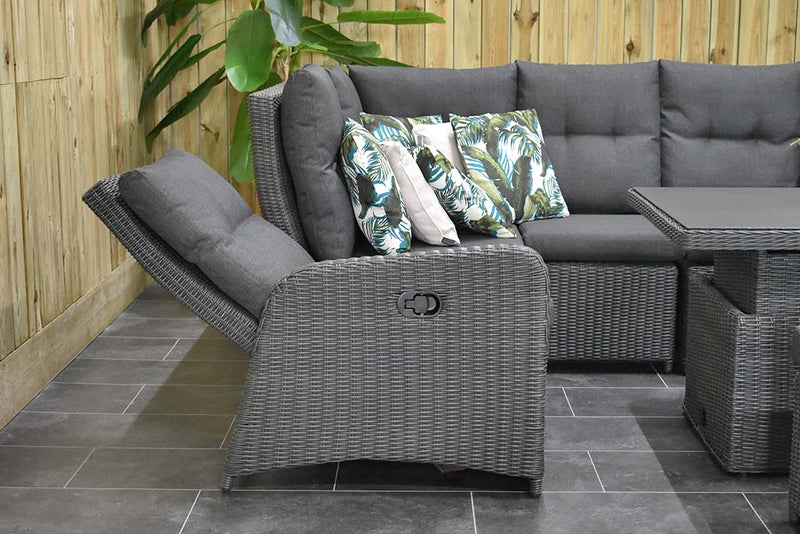 Florida Verstelbare Dining Loungeset Hoekbank Rock Grey krukjes detail