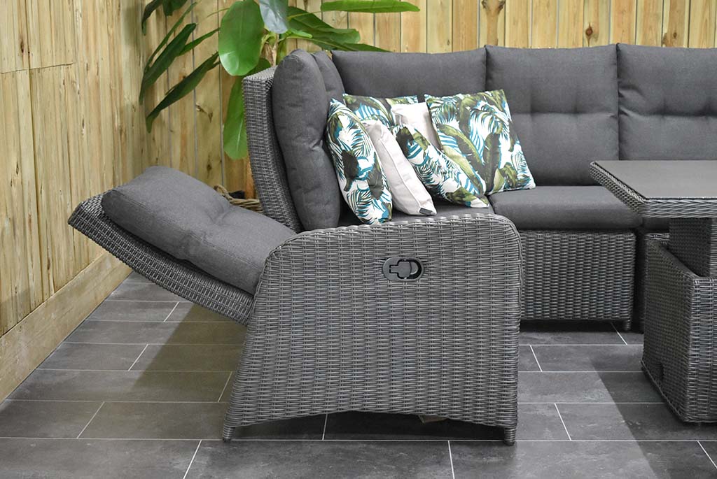 Florida Verstelbare Dining Loungeset Hoekbank Rock Grey verstelbare rugleuning detail