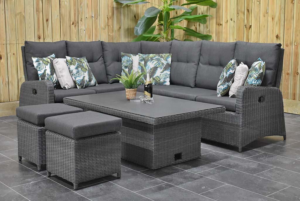 Florida Verstelbare Dining Loungeset Hoekbank Rock Grey compleet sfeerbeeld