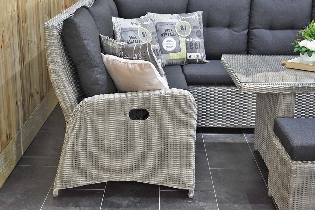 Florida Verstelbare Dining Loungeset Hoekbank Light Kobo Grey achteraanzicht