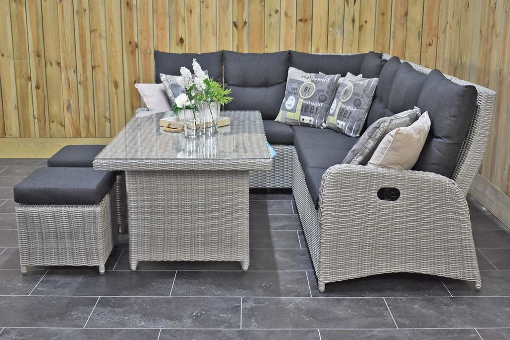 Florida Verstelbare Dining Loungeset Hoekbank Light Kobo Grey tafel detail