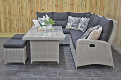 Florida Verstelbare Dining Loungeset Hoekbank Light Kobo Grey tafel detail