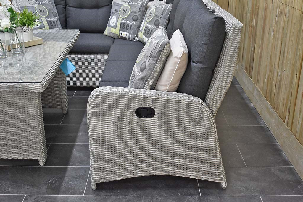 Florida Verstelbare Dining Loungeset Hoekbank Light Kobo Grey krukjes detail
