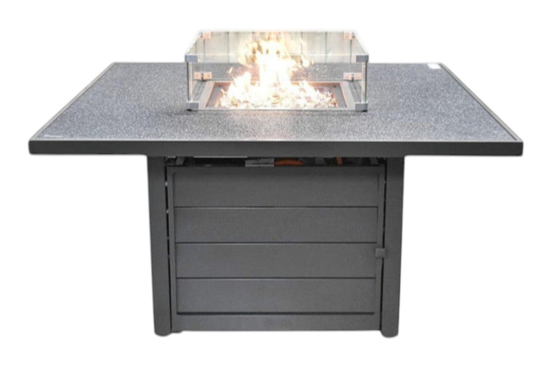 Madrid Verstelbare Dining Loungeset 4 Personen - Spraystone / Kobo Grey / Vuurtafel 120 cm