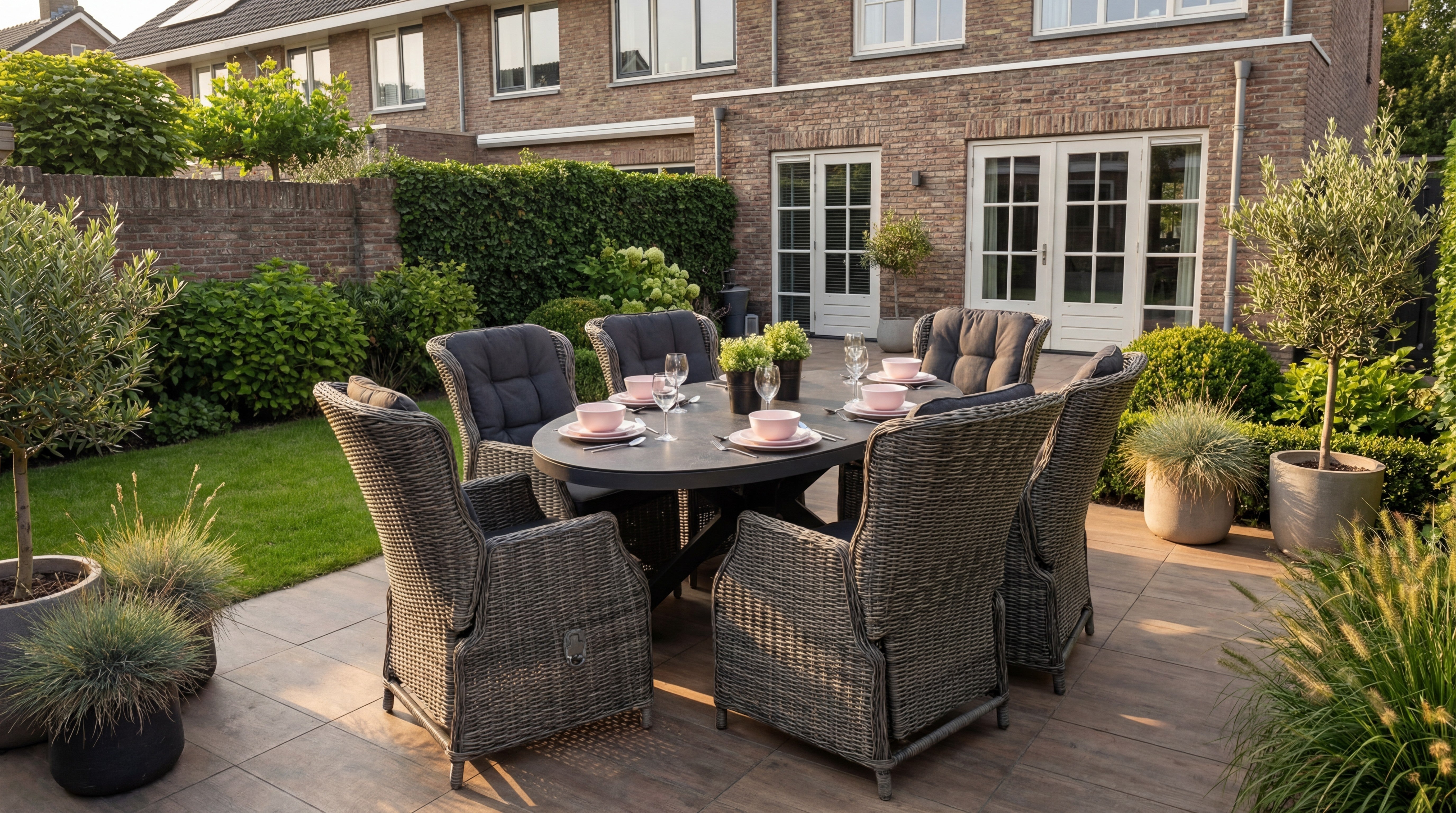 Akron-Darwin verstelbare Tuinset 6 Personen - Keramisch blad / Kobo Grey