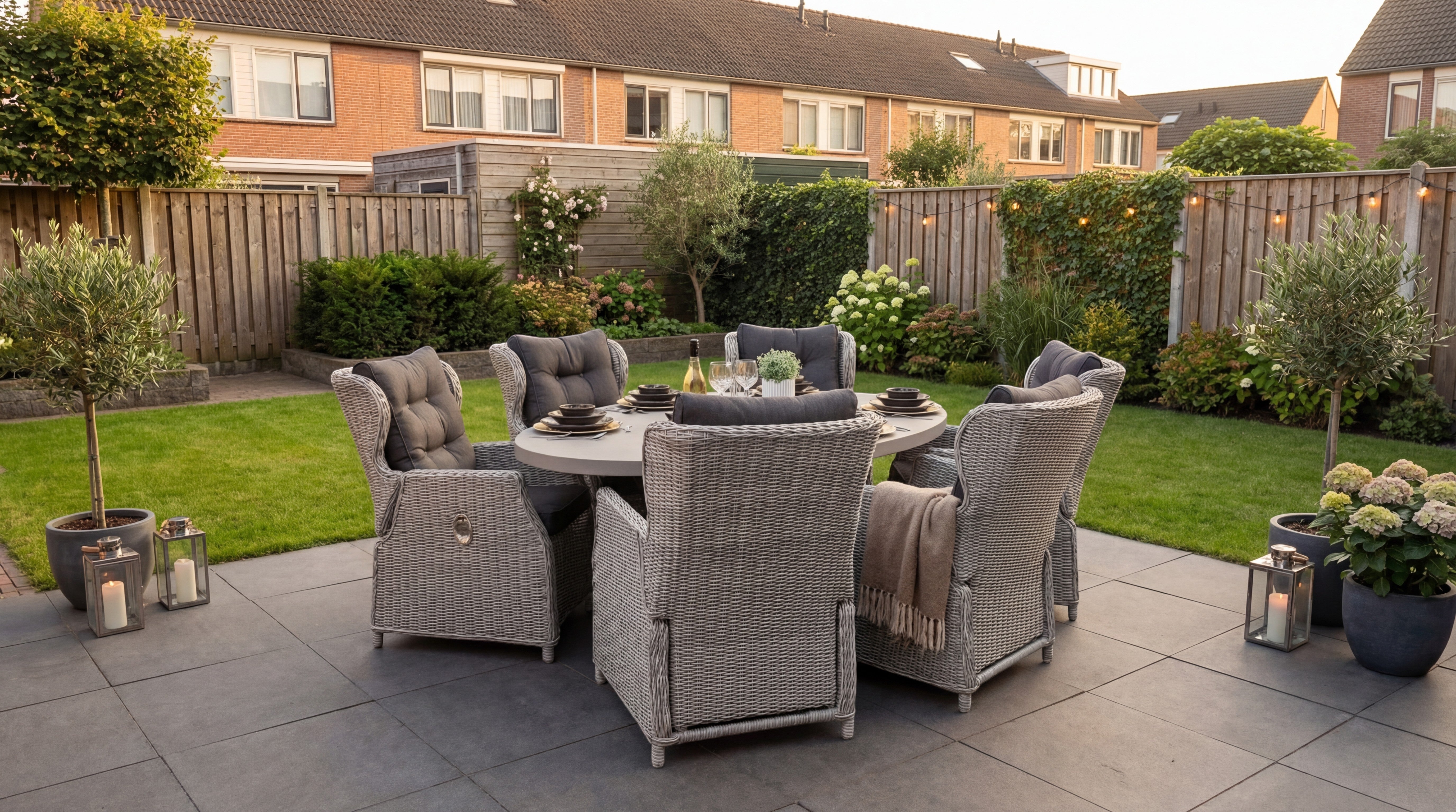 Bixley-Barcelona verstelbare Tuinset 6 Personen - Polystone / Light Kobo Grey