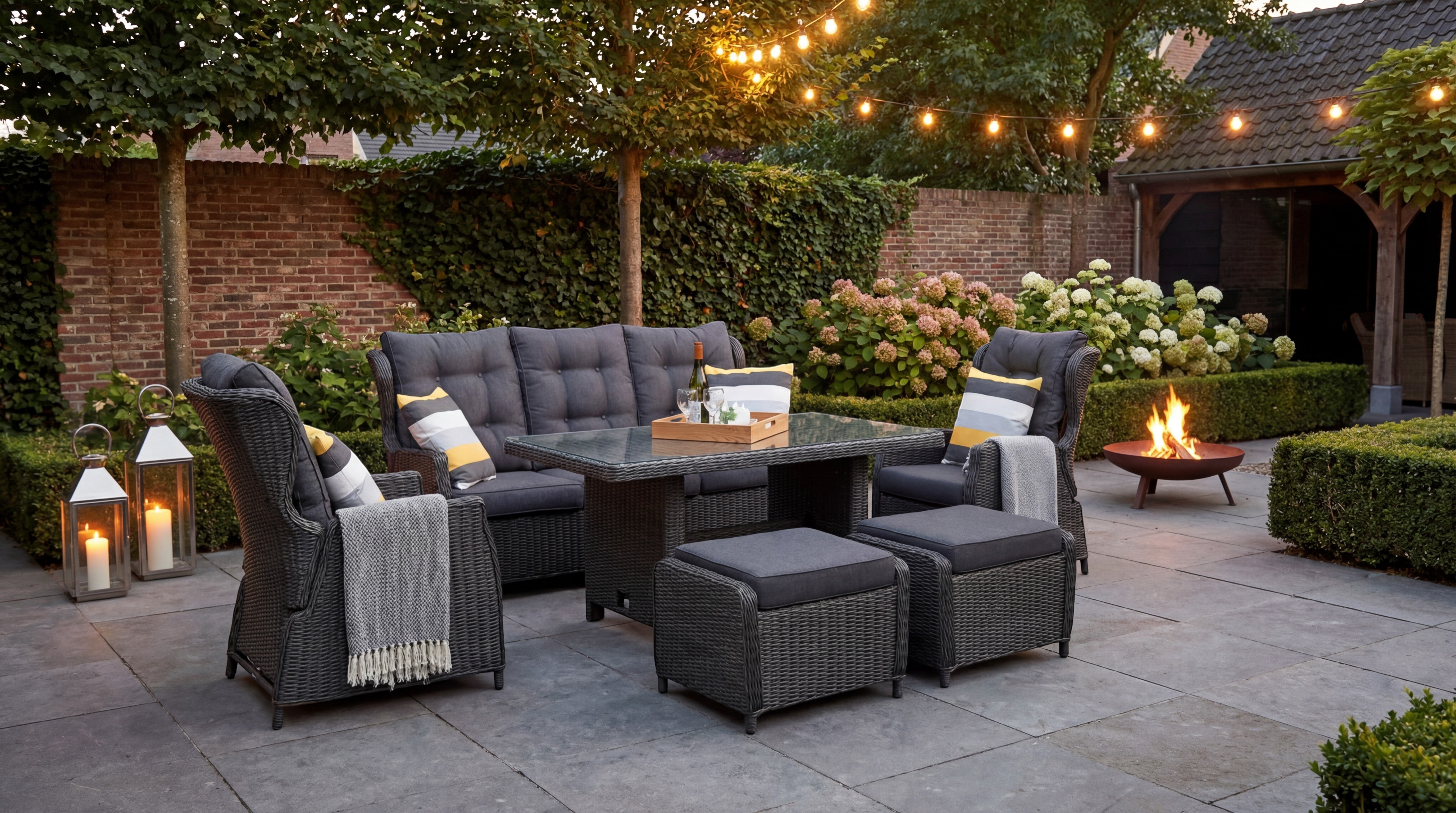 Barcelona Verstelbare Dining Loungeset 3-zits + 2 stoelen - Rock Grey