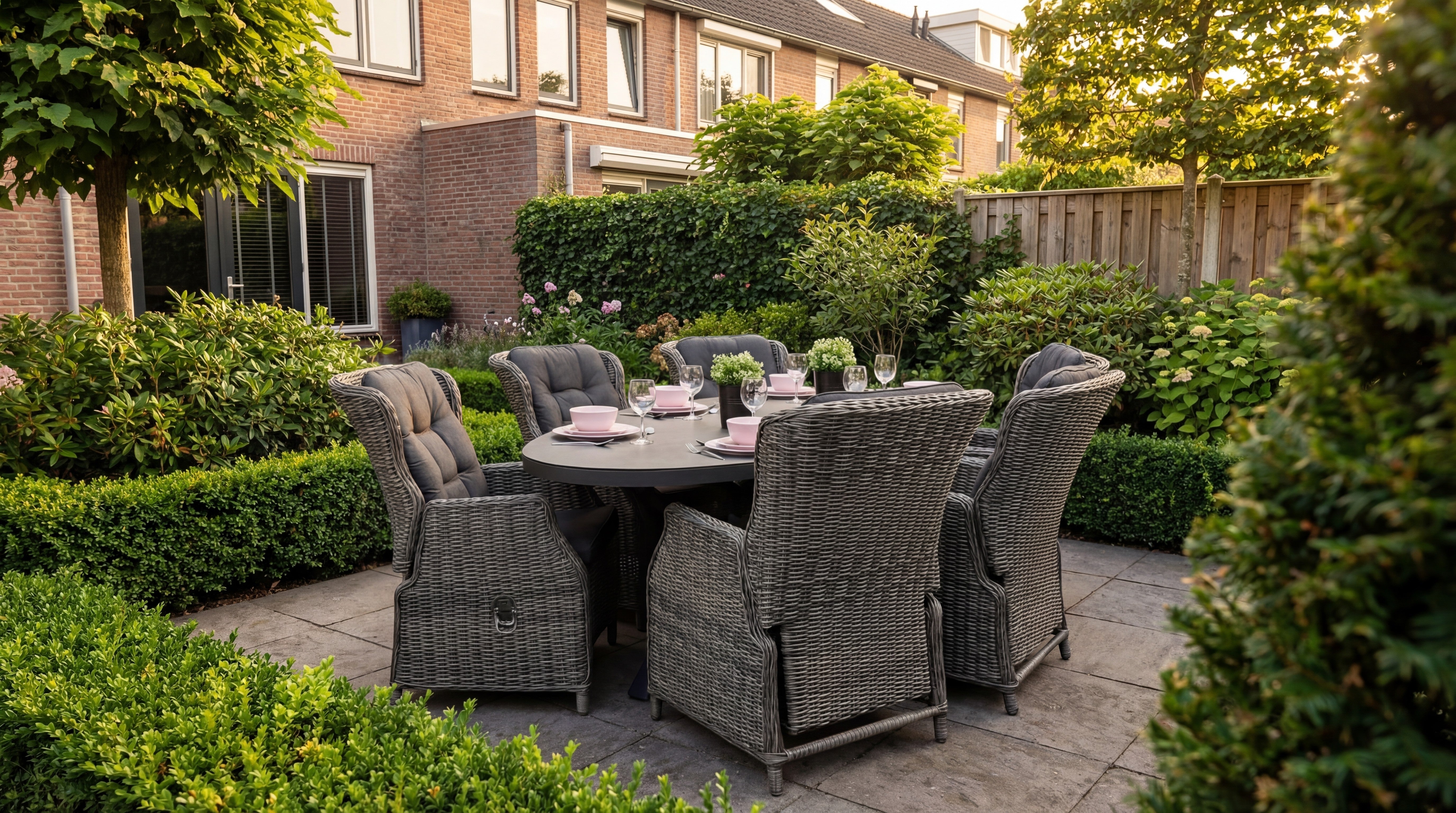 Akron-Darwin verstelbare Tuinset 6 Personen - Keramisch blad / Kobo Grey