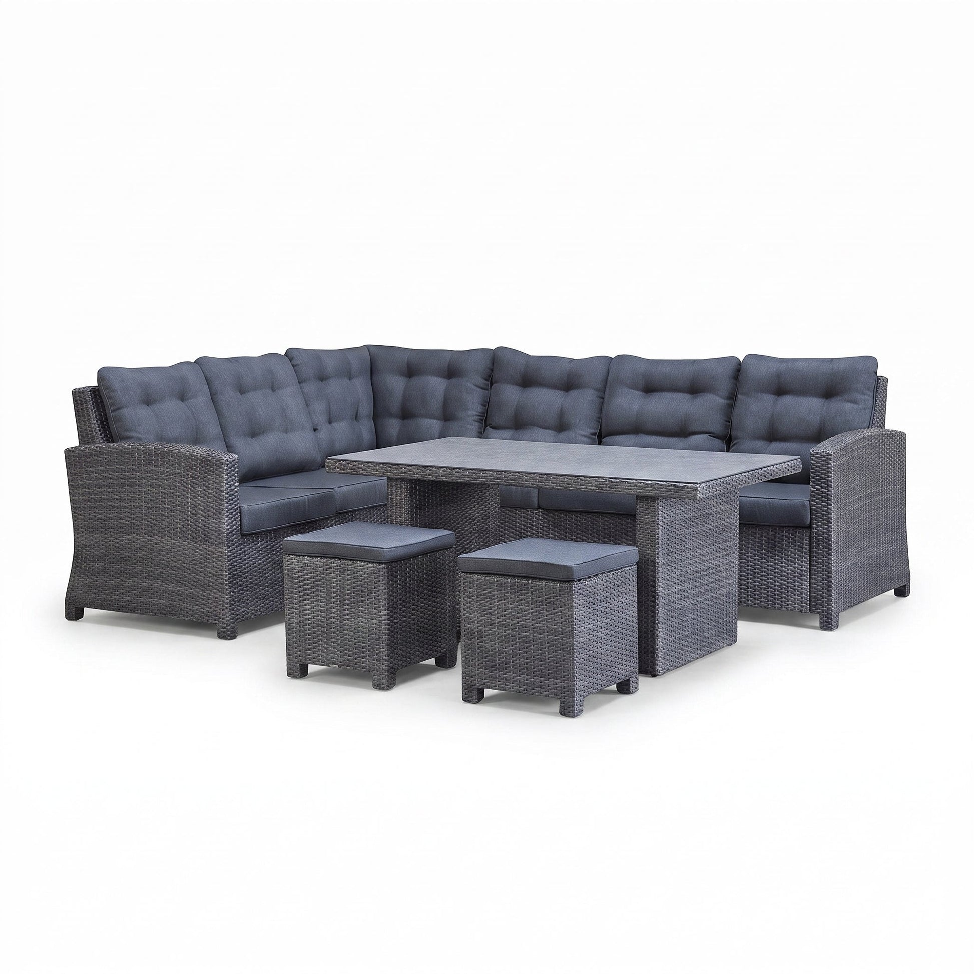 Las Palmas Dining Loungeset - Dark Grey / Hoge tafel, spraystone / Links in een sfeervolle tuin - Outnest tuinmeubelen