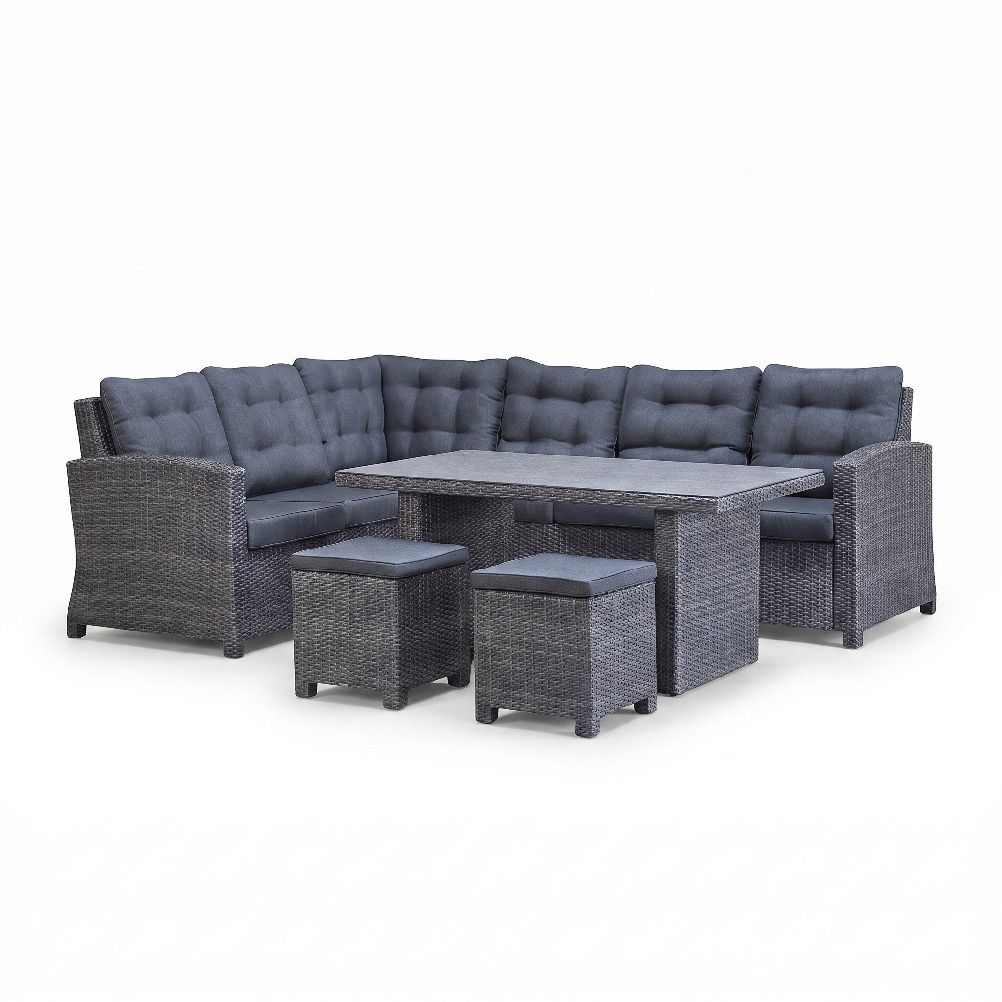 Las Palmas Dining Loungeset - Dark Grey / Hoge tafel, spraystone / Links in een sfeervolle tuin - Outnest tuinmeubelen