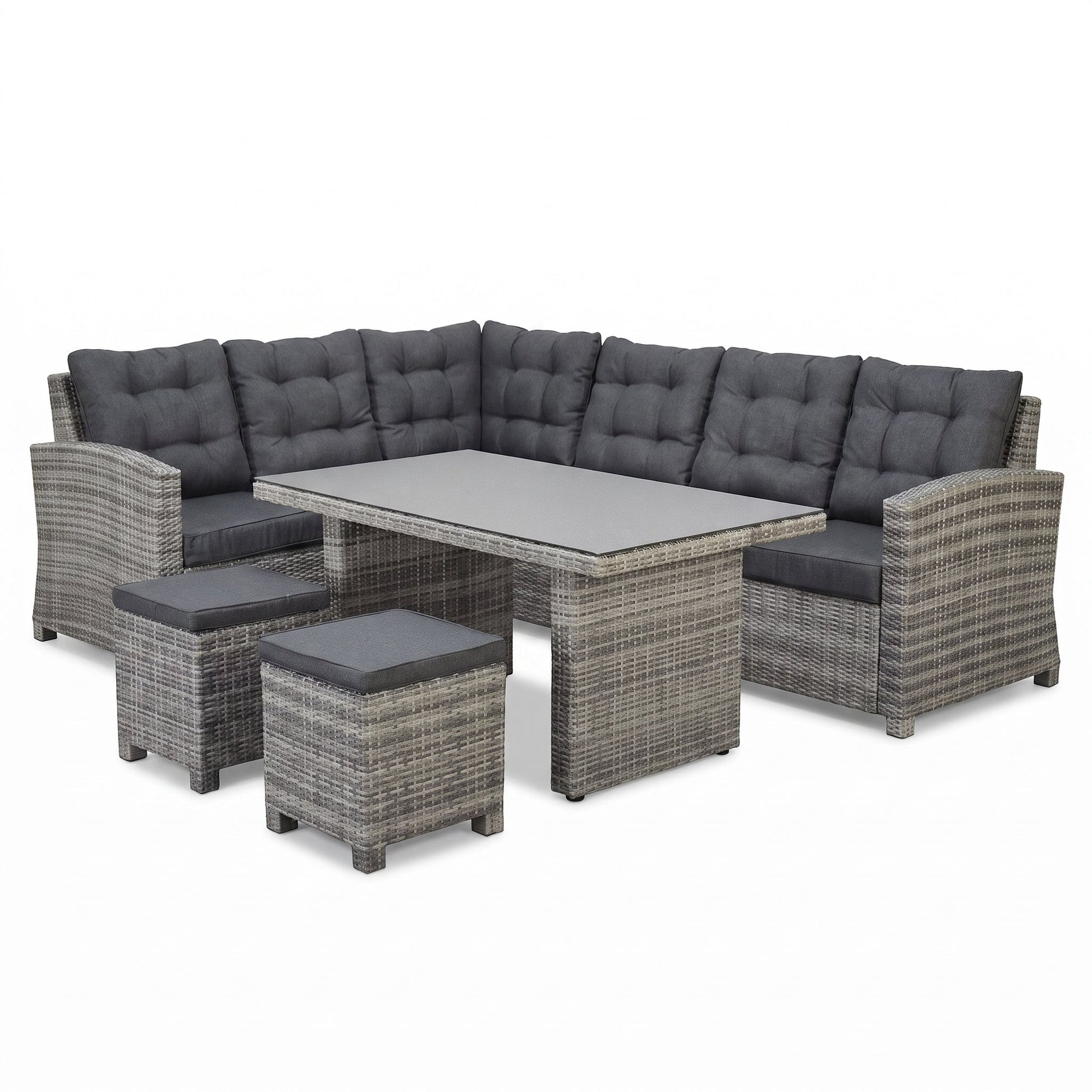 Las Palmas Dining Loungeset - Light Grey / Hoge tafel, spraystone / Links in een sfeervolle tuin - Outnest tuinmeubelen