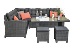 Las Palmas Dining Loungeset - Dark Grey / Hoge tafel, glas / Rechts