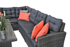 Las Palmas Dining Loungeset - Dark Grey / Hoge tafel, glas / Rechts
