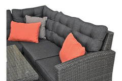 Las Palmas Dining Loungeset - Dark Grey / Hoge tafel, glas / Links