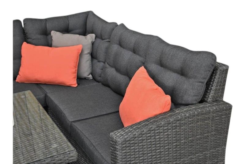 Las Palmas Dining Loungeset - Dark Grey / Hoge tafel, glas / Links