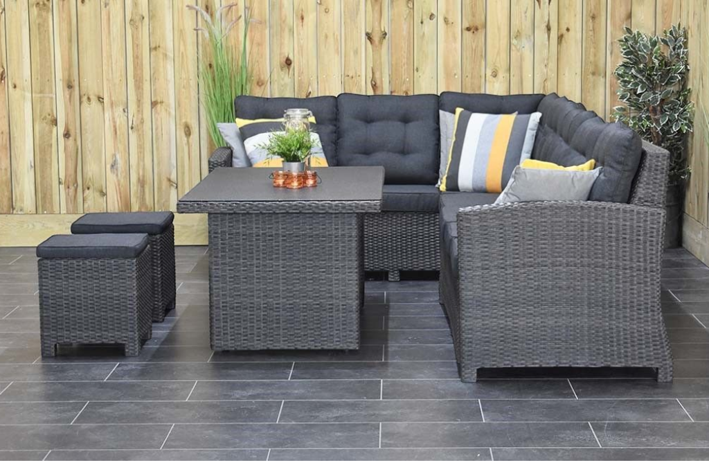 Las Palmas Dining Loungeset - Dark Grey / Hoge tafel, spraystone / Rechts