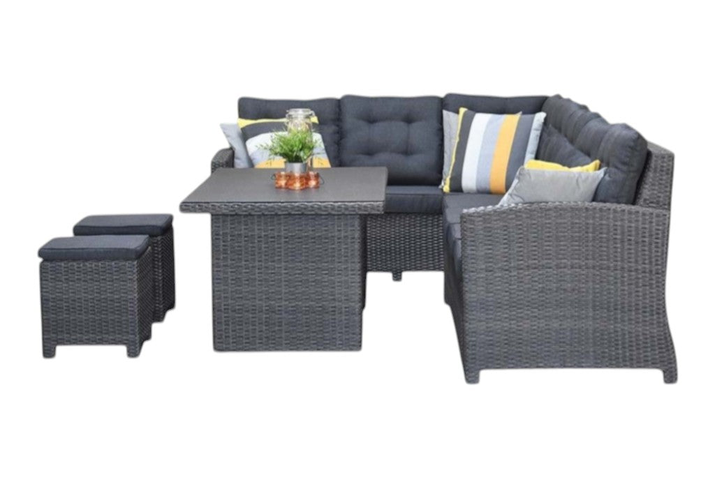 Las Palmas Dining Loungeset - Dark Grey / Hoge tafel, spraystone / Rechts